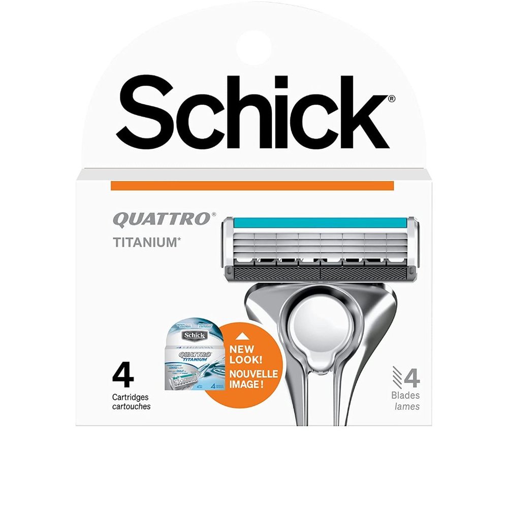 Schick Quattro Titanium 4 Blade Mens Razor Refills, Pack of 4